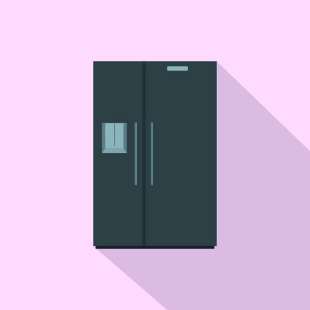黑色冰箱图标用于网页设计的黑色冰箱矢量图标的平面插图黑色冰箱图标平面样式